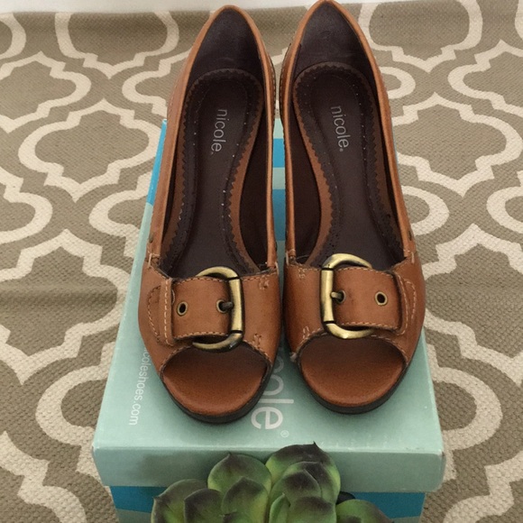 Nicole Shoes - Nicole, brown, peep toe heel